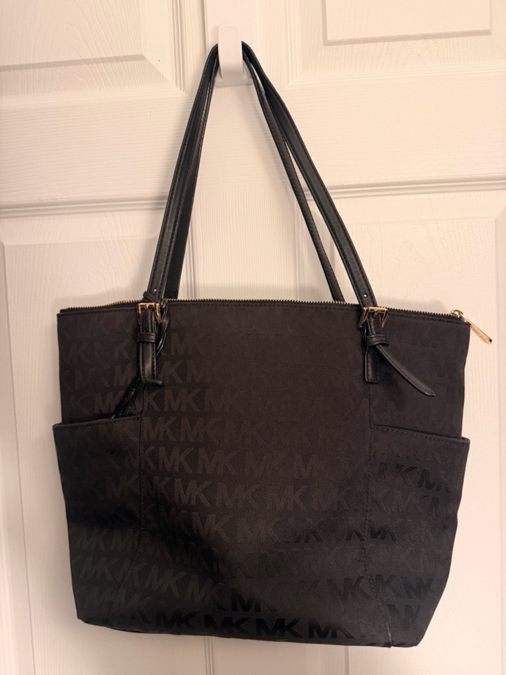 Michael Kors Black Logo Tote with Gold Hardware